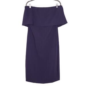 LIKELY Driggs Strapless Bodycon Dress Knee Length Drape Overlay Navy Women's 10